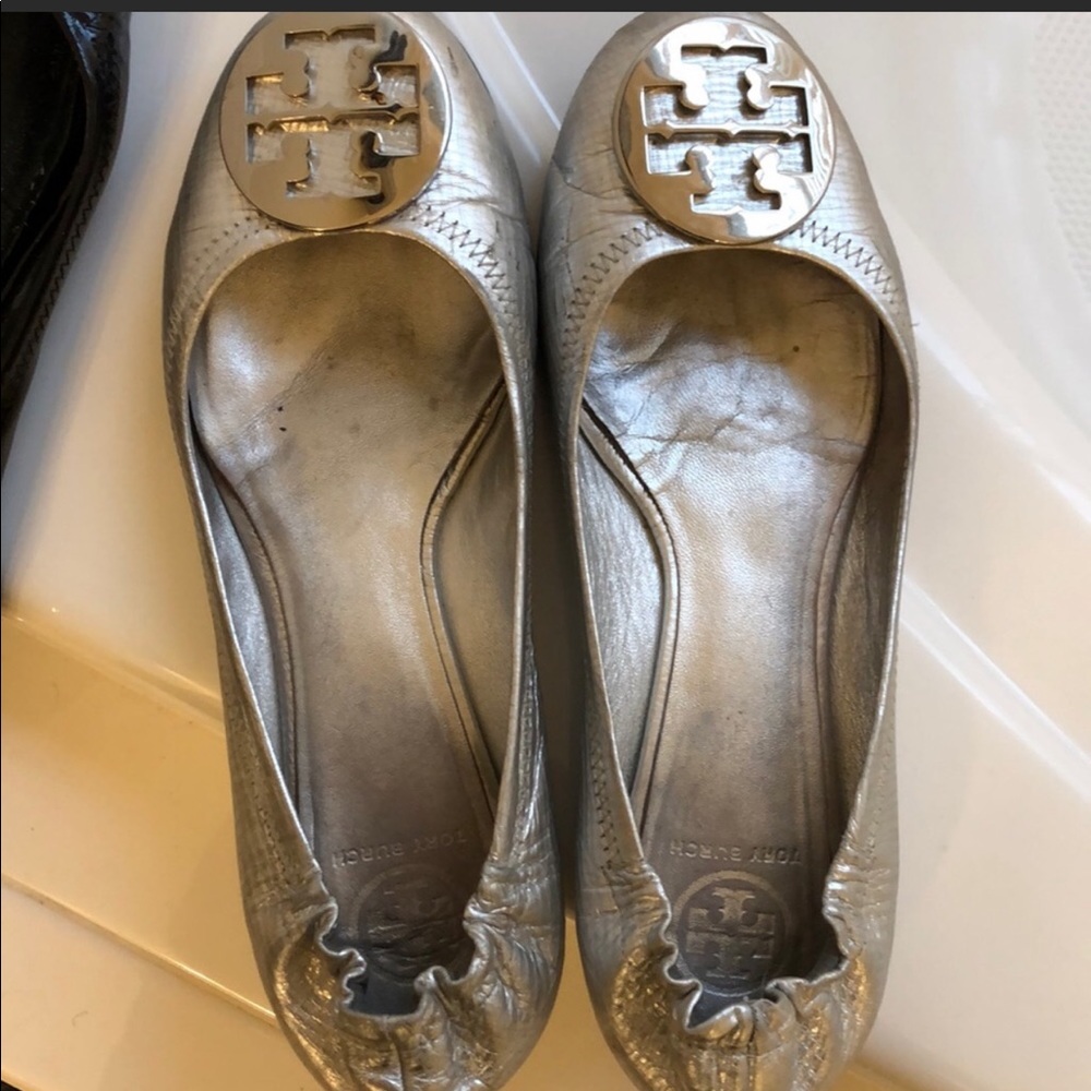 Tory Burch silver Flats